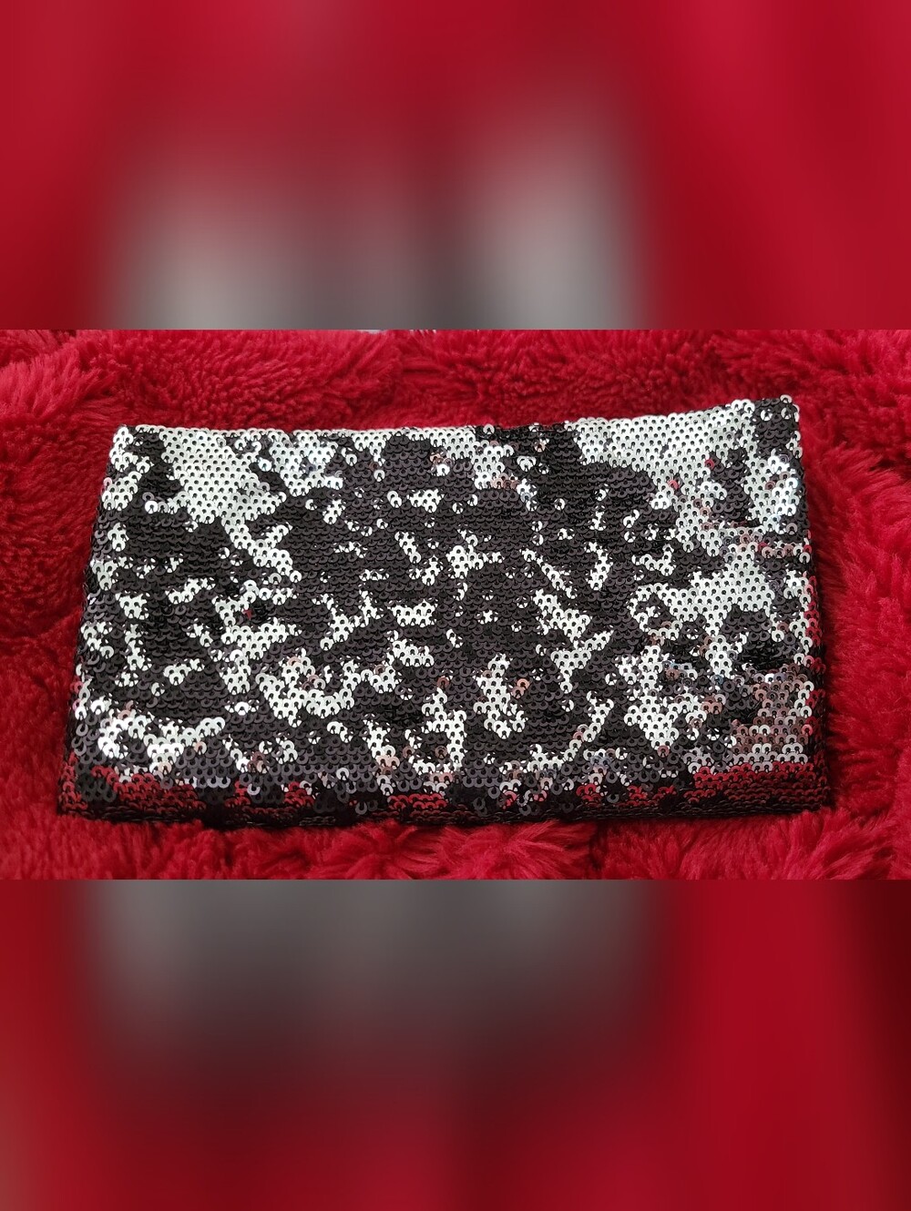 Two Way Sequin Crossbody/ Clutch With Magnetic Snap Closure & Removable Chain